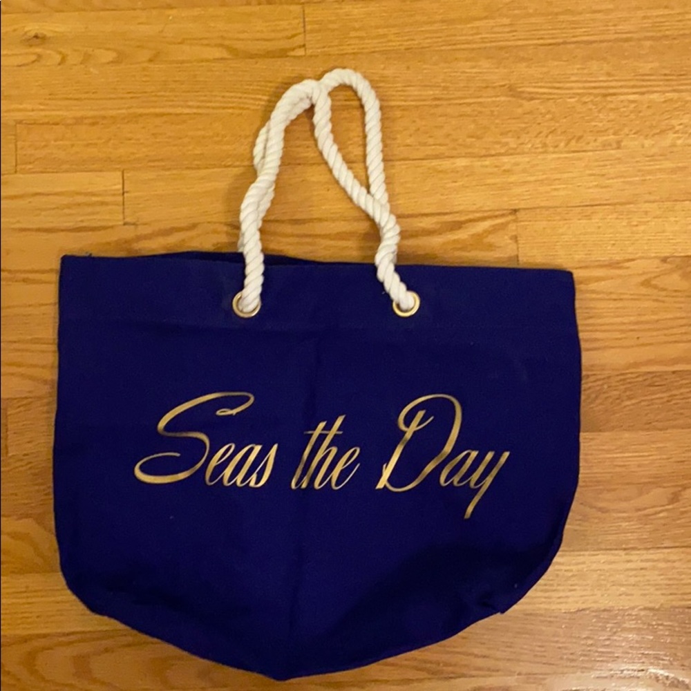 Seas the Day beach tote bag